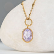 Birthstone Light Purple Crystal Pendant Necklace for June