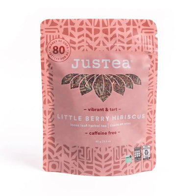 JusTea Loose Leaf Herbal Tea Pouch - Little Berry Hibiscus 3.2oz 90g front view