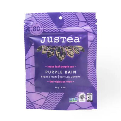 JusTea Loose Leaf Tea Pouch - Purple Rain 2.8oz 80g front view