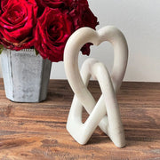 6-inch Natural Soapstone Heart Eternal Love Knot Sculpture styled