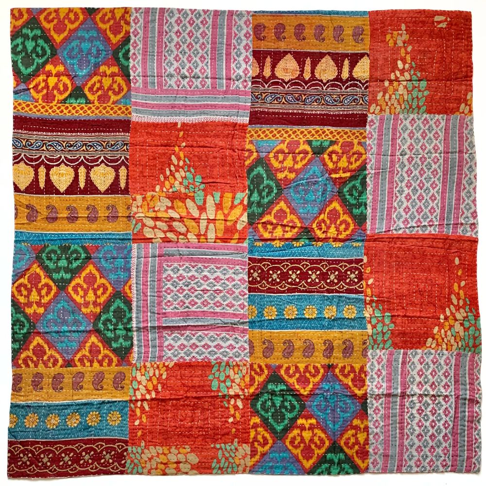 Kantha Reversible Quilted Sari Throw No. 2 Zee Bee Market LLC