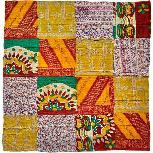 Kantha Reversible Quilted Sari Throw Side A
