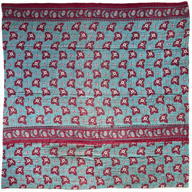Kantha Reversible Quilted Sari Throw Side B
