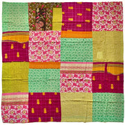 Kantha Reversible Quilted Sari Throw Side A