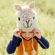 Andes Gifts Kids Alpaca Blend Animal Hat - Alpaca Face on child model
