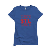 Ladies SS Premium Cotton Tee in Royal - BIKE STL BIKE front