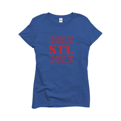 Ladies SS Premium Cotton Tee in Royal - BIKE STL BIKE front