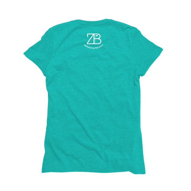 Ladies Short Sleeve Triblend Tee in Teal - STL Skyline back