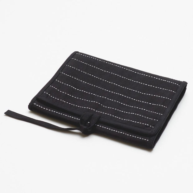 Certified Organic Cotton Large Travel Organizer - Charcoal fully closed with tie