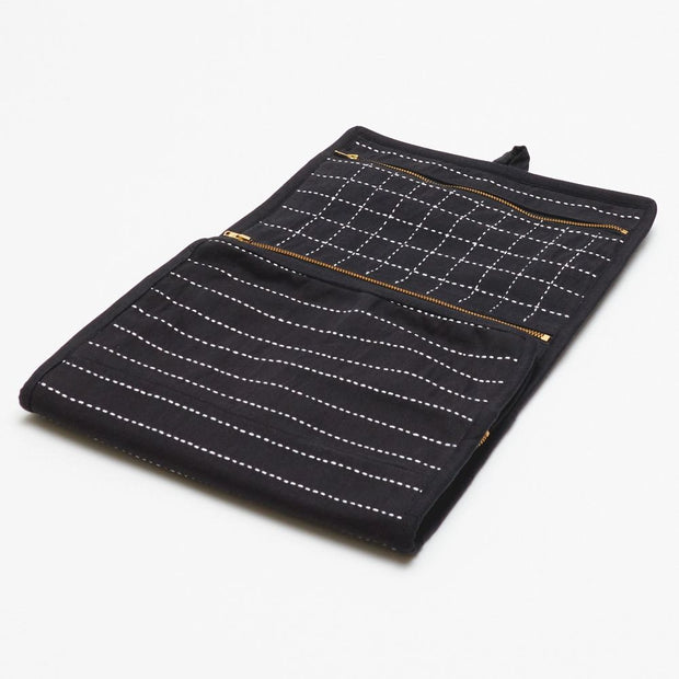 Certified Organic Cotton Large Travel Organizer - Charcoal partly closed
