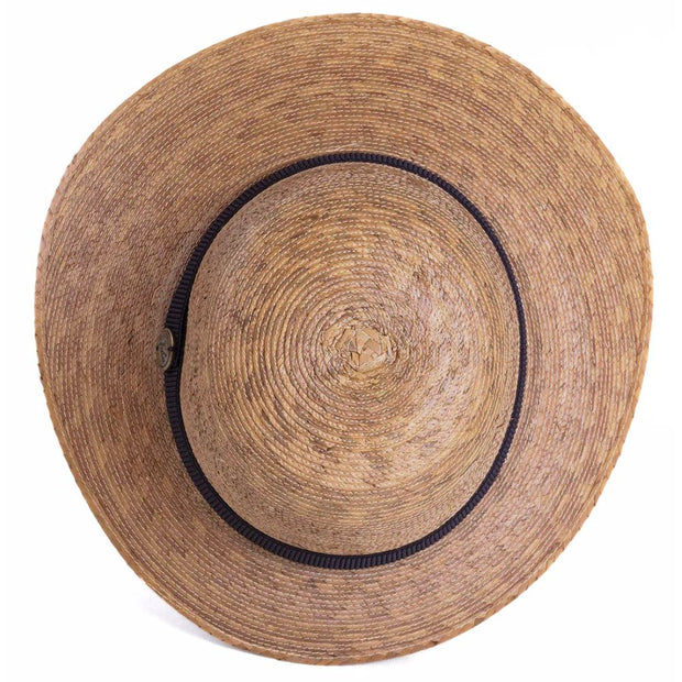 Laurel Black Band Palm Leaf Tula Hat view from top