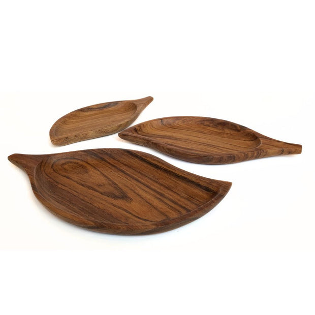 Caro Caro Wood Leaf Serving Trays - set of 3