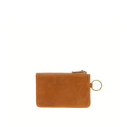 Leather ID Pouch in Camel Color back showing JOYN logo