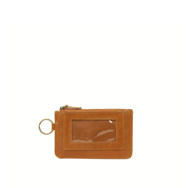 Leather ID Pouch in Camel Color front