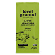 Level Ground Andes Mountains Organic Medium & Rich Premium Coffee Whole Bean 10.5oz bag