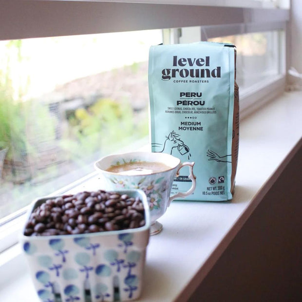 Level Ground Peru Organic Medium & Smooth Premium Coffee Whole Bean lifestyle