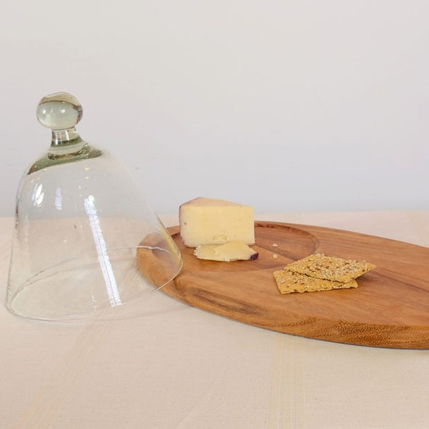 Glass Dome with Long Oval Cheese Board styled