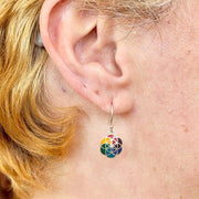 Sterling Silver and Stone Flower of Life Earrings on model