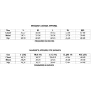Maggie's Organics Unisex and Women's Apparel Size Chart