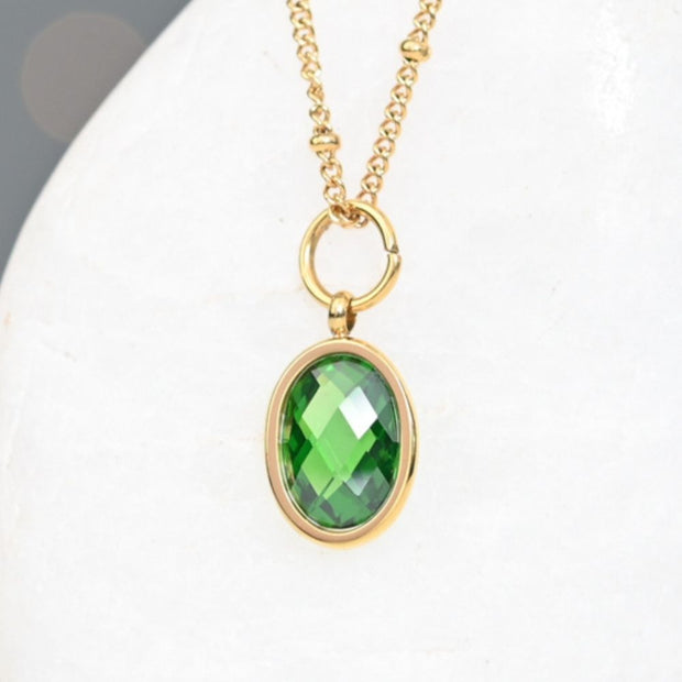 Birthstone Green Crystal Pendant Necklace for May
