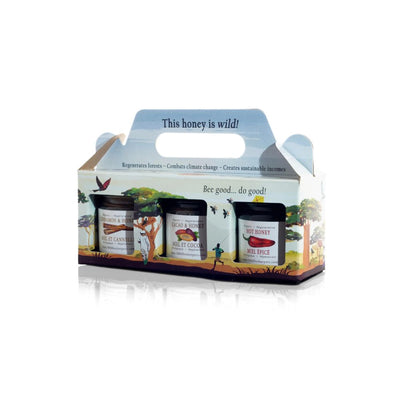 Mini Flavored Wild Honey Gift Set with three 1.76oz jars