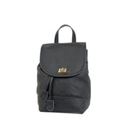 Mini Black Leather Backpack front view