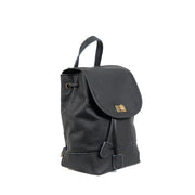 Mini Black Leather Backpack side view