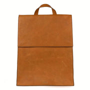 Minimalist Backpack in Camel Leather front view
