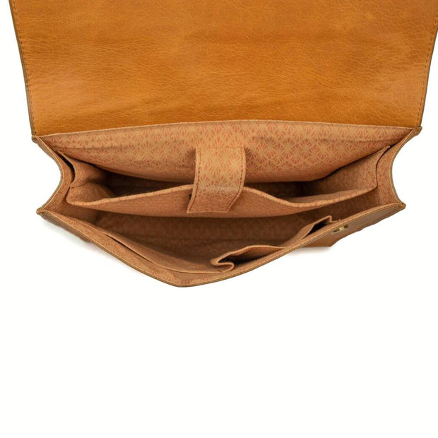 Minimalist Backpack in Camel Leather interior view