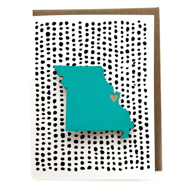 Missouri Heart Magnet with Greeting Card - Turquoise