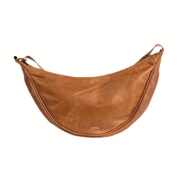 Moon Sling Leather Belt Bag in Camel color