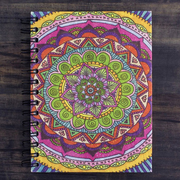 Mr. Ellie Pooh Valentina Mandala Large Notebook Journal on dark surface