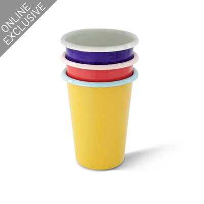 Two-Tone Large Enamel Tumbler  - Set of 4