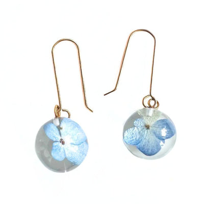 Botanical Resin Mini Sphere Hydrangea Dangle Earrings web