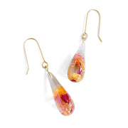Clear Resin Tear drop Earrings with Rose Petals and Gold Leaf
