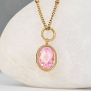 Birthstone Pink Crystal Pendant Necklace for October