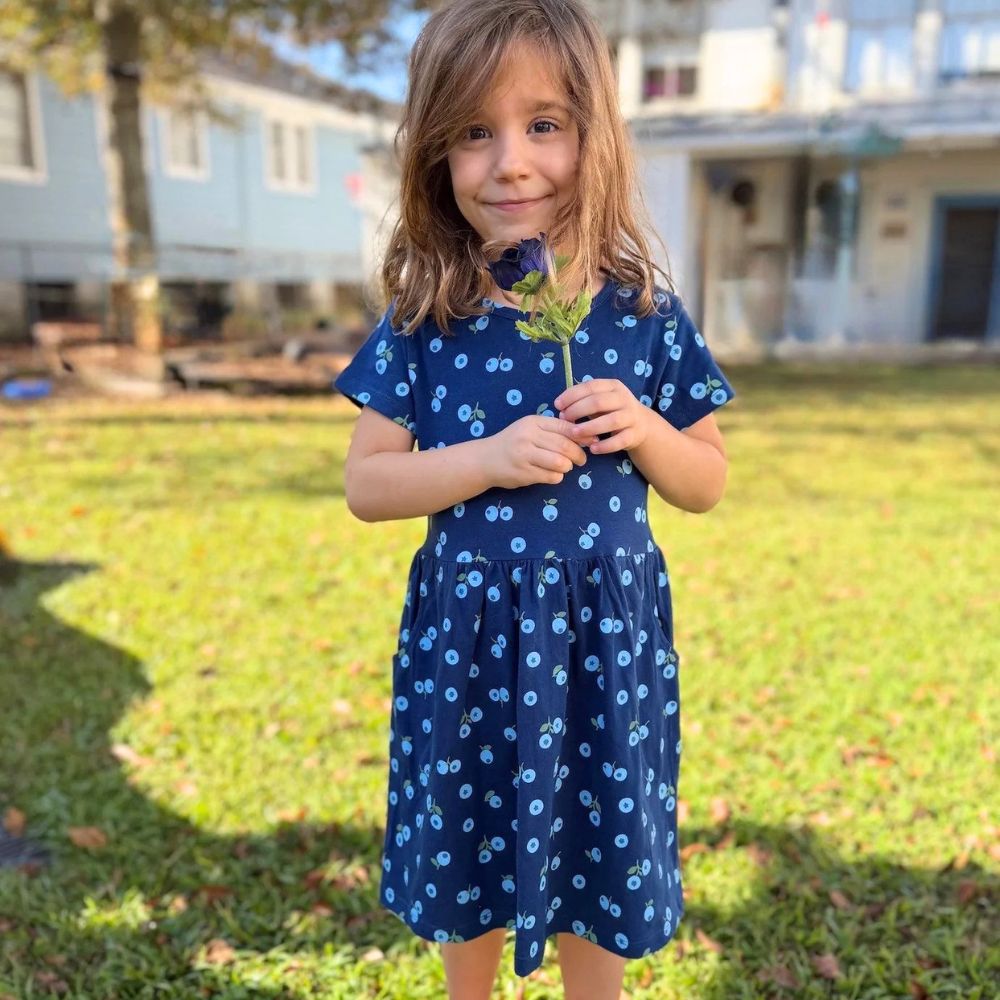 Sweet Little Girl's Blueberry Dress I Organic Twirl Dress 2
