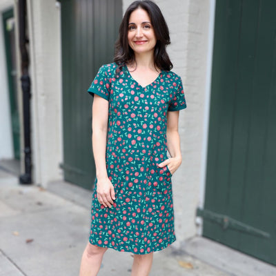 Passion Lilie Organic Cotton Woodland Rose Dress on model front view