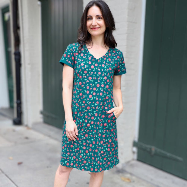 Passion Lilie Organic Cotton Woodland Rose Dress on model front view