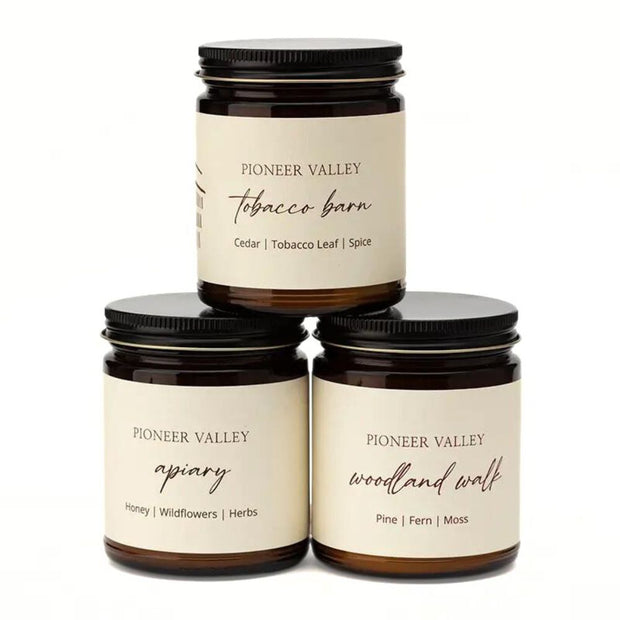 Pioneer Valley Candles in 7oz Glass Jars - 3 scents