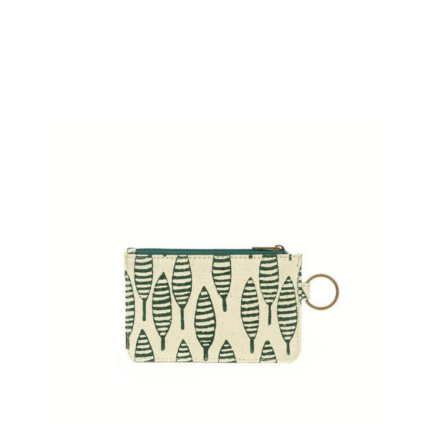 Printed Cotton ID Pouch - Green Malsi Print back