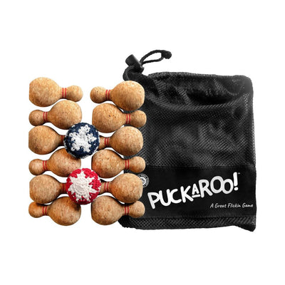 Puckaroo Game Kit with Cork Pins and Crocheted Table Pucks