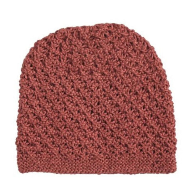 100% alpaca yarn hand-knitted Inca Beanie - Rose