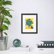 Quilled Irises by Vincent Van Gogh in Black Framed Artwork on wall