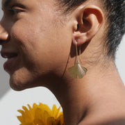 Rover & Kin Ginkgo Leaf Earrings on model