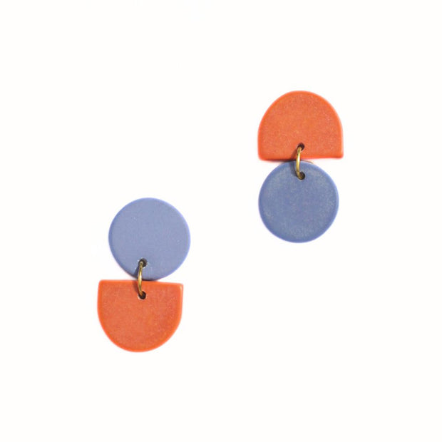 Backflip Clay Post Earrings - Coral Lapis