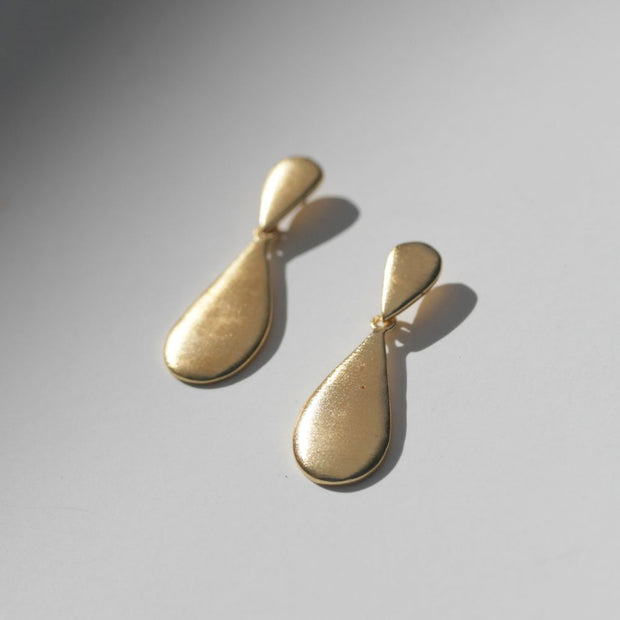 Rover & Kin Luxe Brass Teardrop Earrings flat
