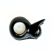 Soapstone Napping Black Cat Tea Light Candle Holder seen from above