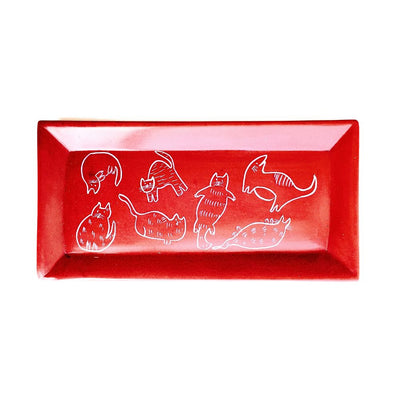 Rectangle Soapstone Dish with Cats