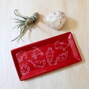 Rectangle Soapstone Dish with Cat designs styled